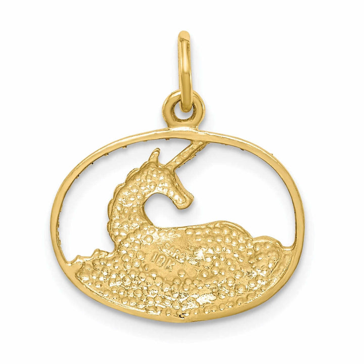 10k Yellow Gold Unicorn In Ring Shape Pendant