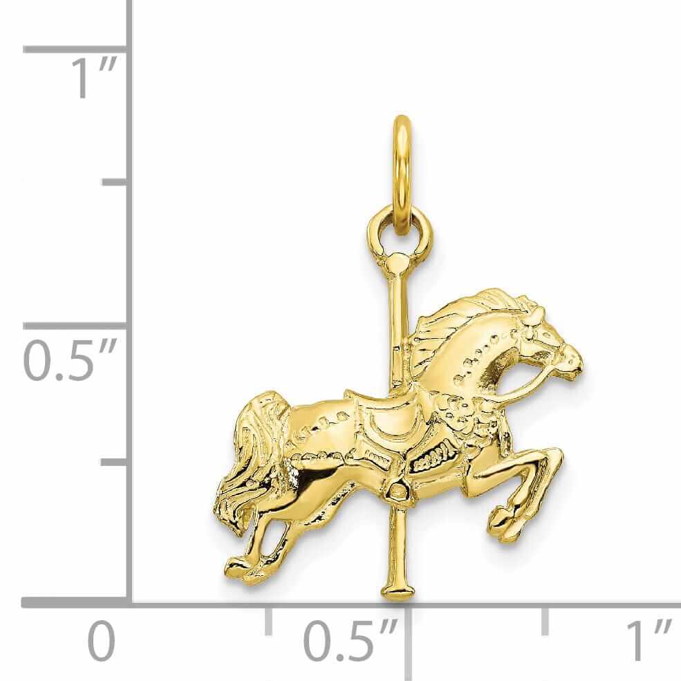 10k Yellow Gold Concave Carousel Horse Pendant