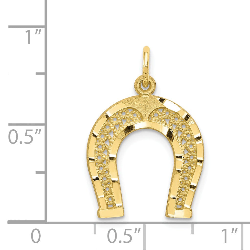 Solid 10k Yellow Gold Horseshoe Charm Pendant
