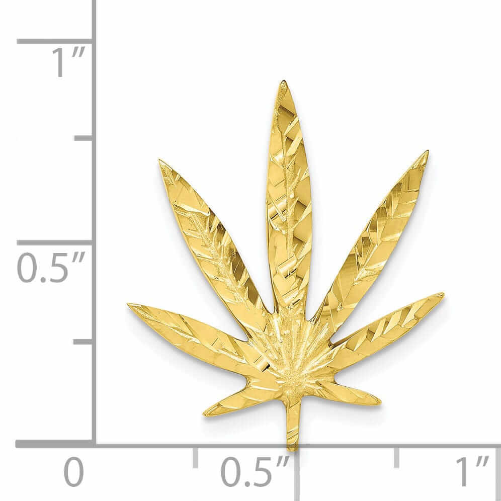 10k Yellow Gold Marijuana Leaf Design Pendant