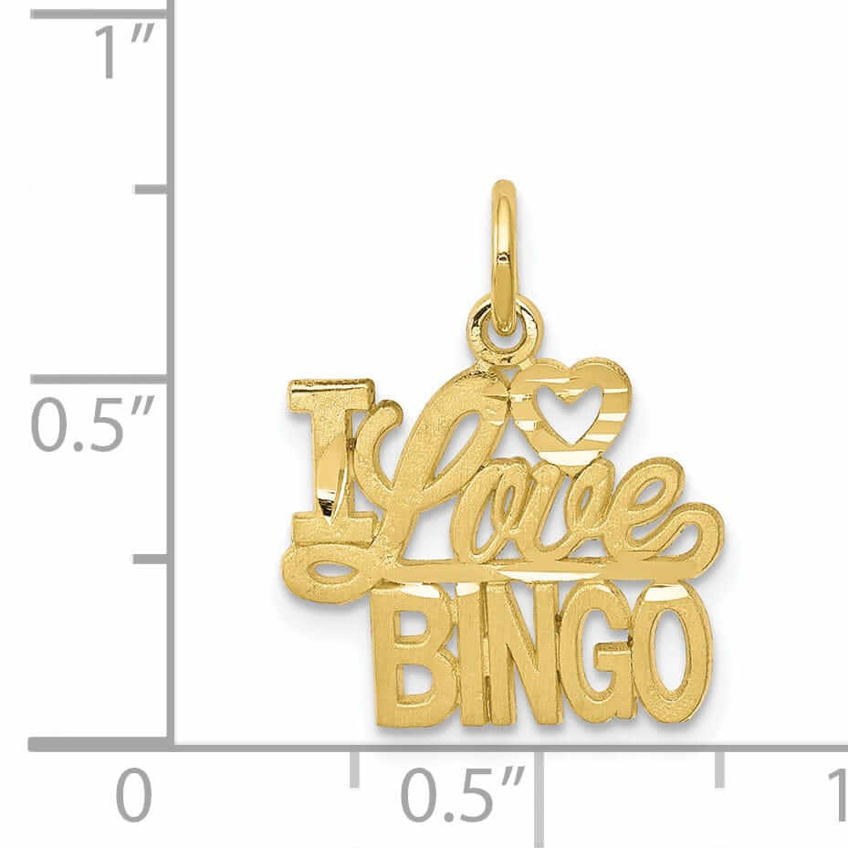 10k Yellow Gold Talking I Love Bingo Pendant