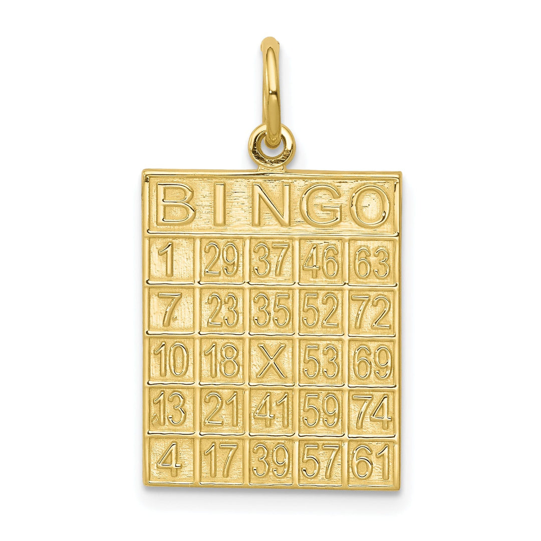 Solid 10k Yellow Gold Polish Bingo Card Pendant