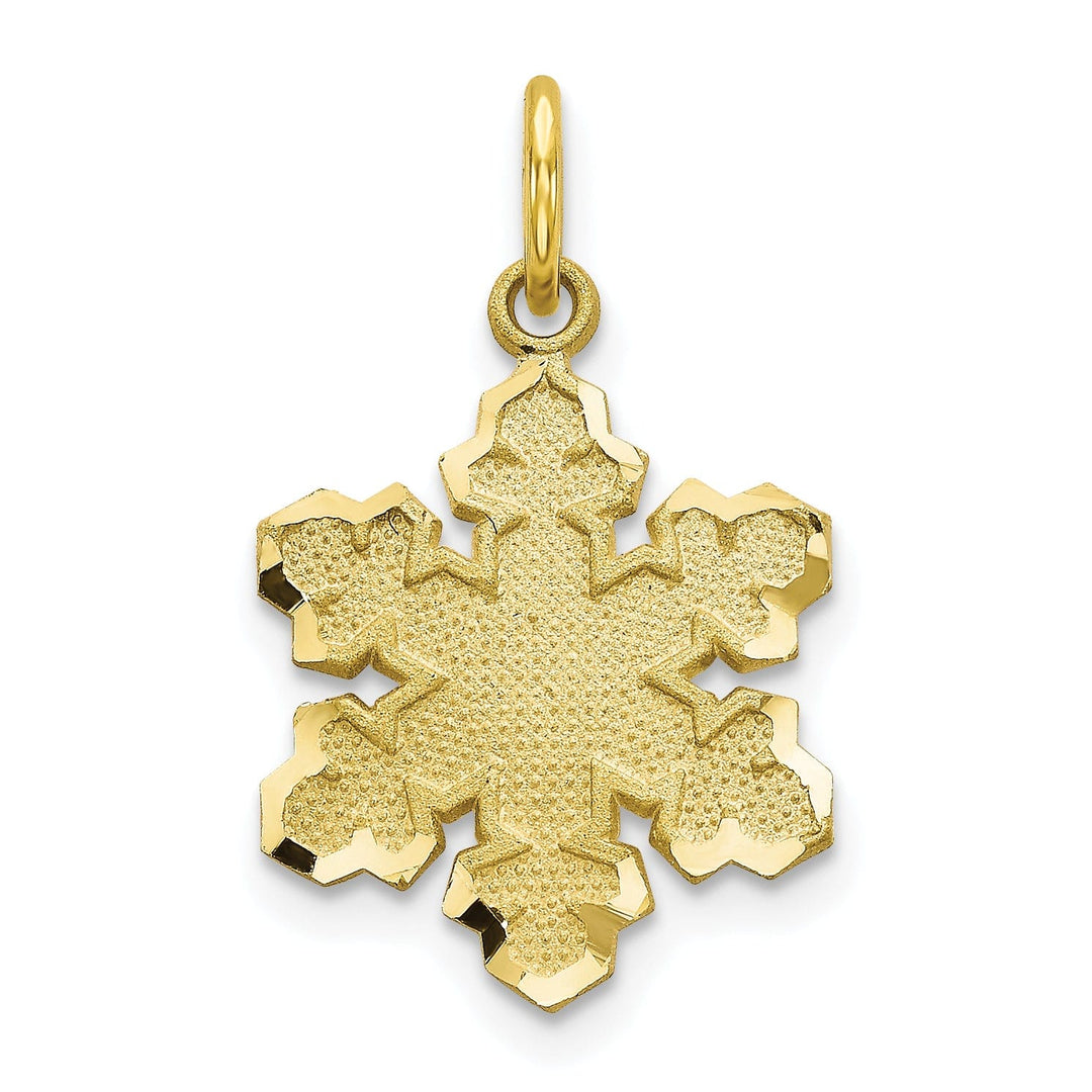 Solid 10k Yellow Gold Satin Snowflake Pendant
