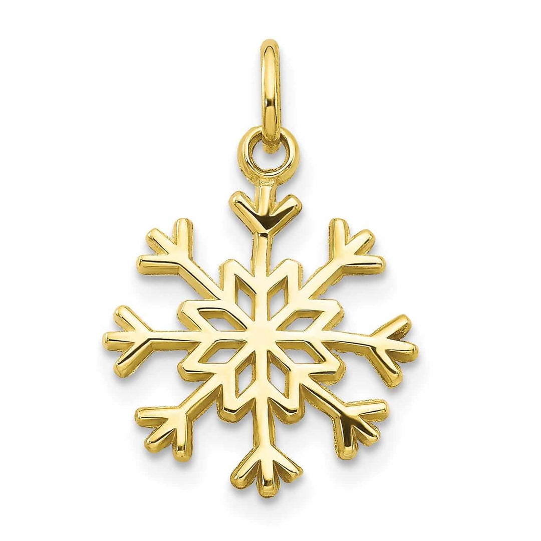 10k Yellow Gold Polish Snowflake Design Pendant