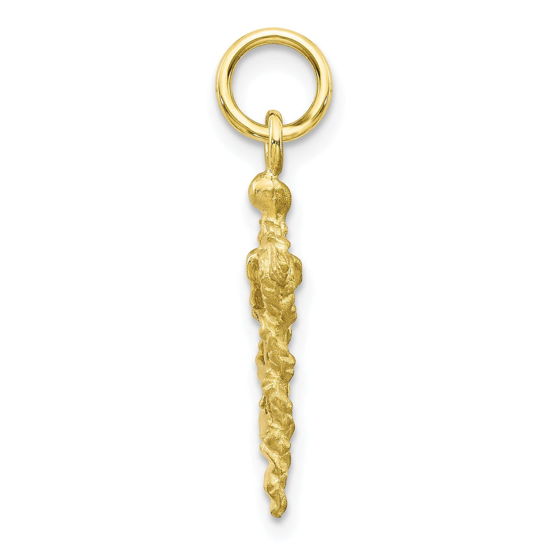 Solid 10k Yellow Gold Caduceus Charm Pendant