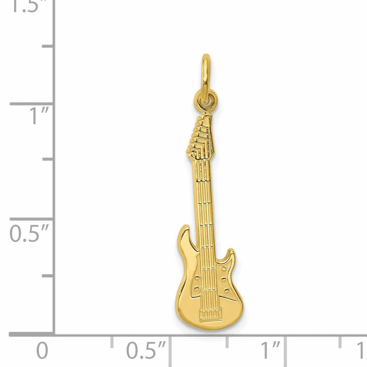 10k Yellow Gold Polished Finish Guitar Pendant