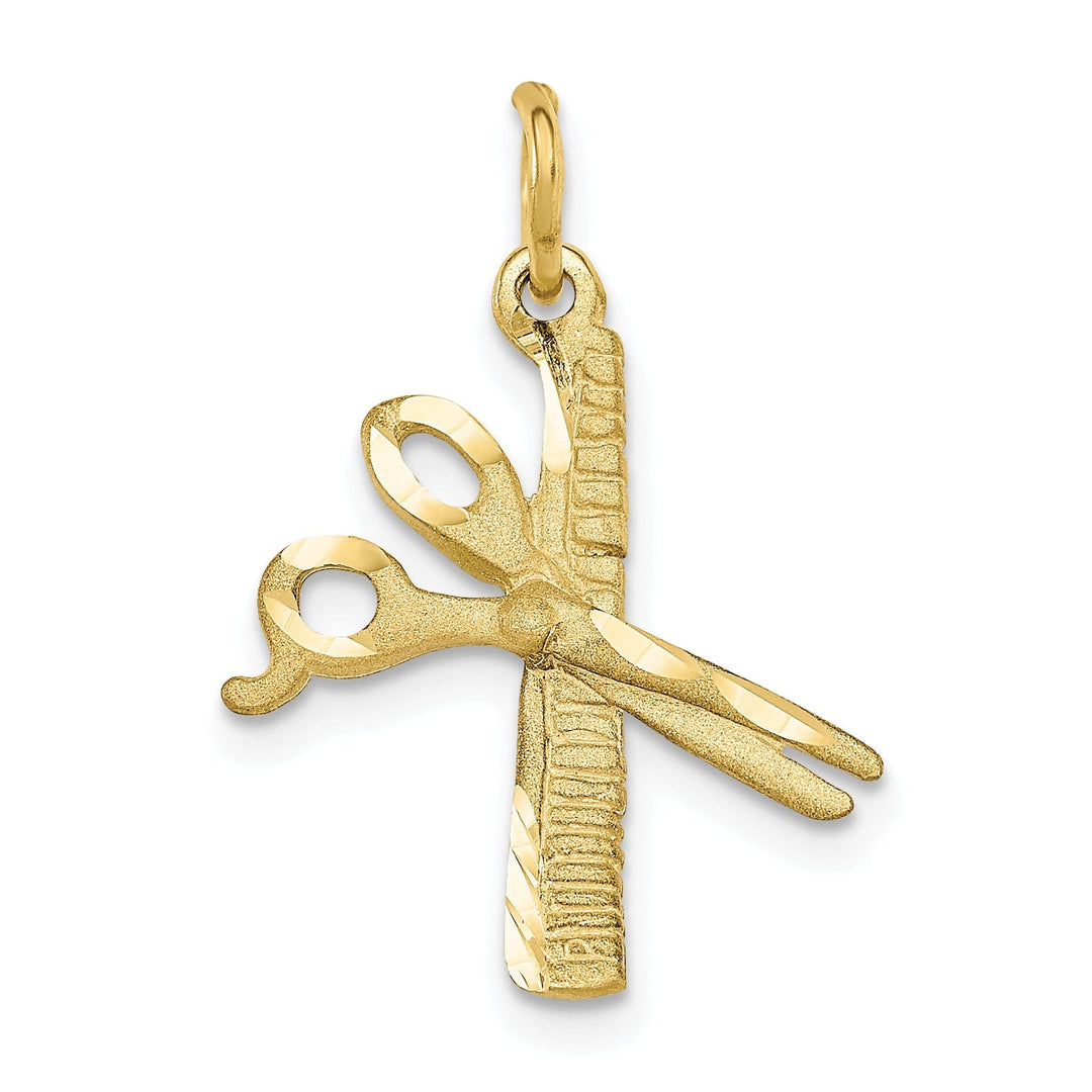 Solid 10k Yellow Gold Comb and Scissors Pendant