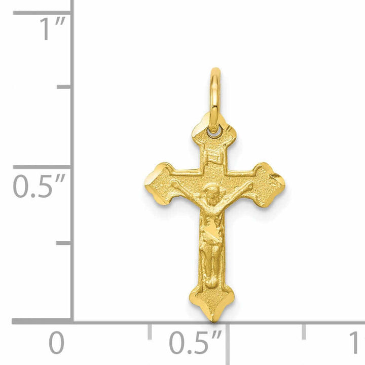 10k Yellow Gold Satin Polished Crucifix Charm