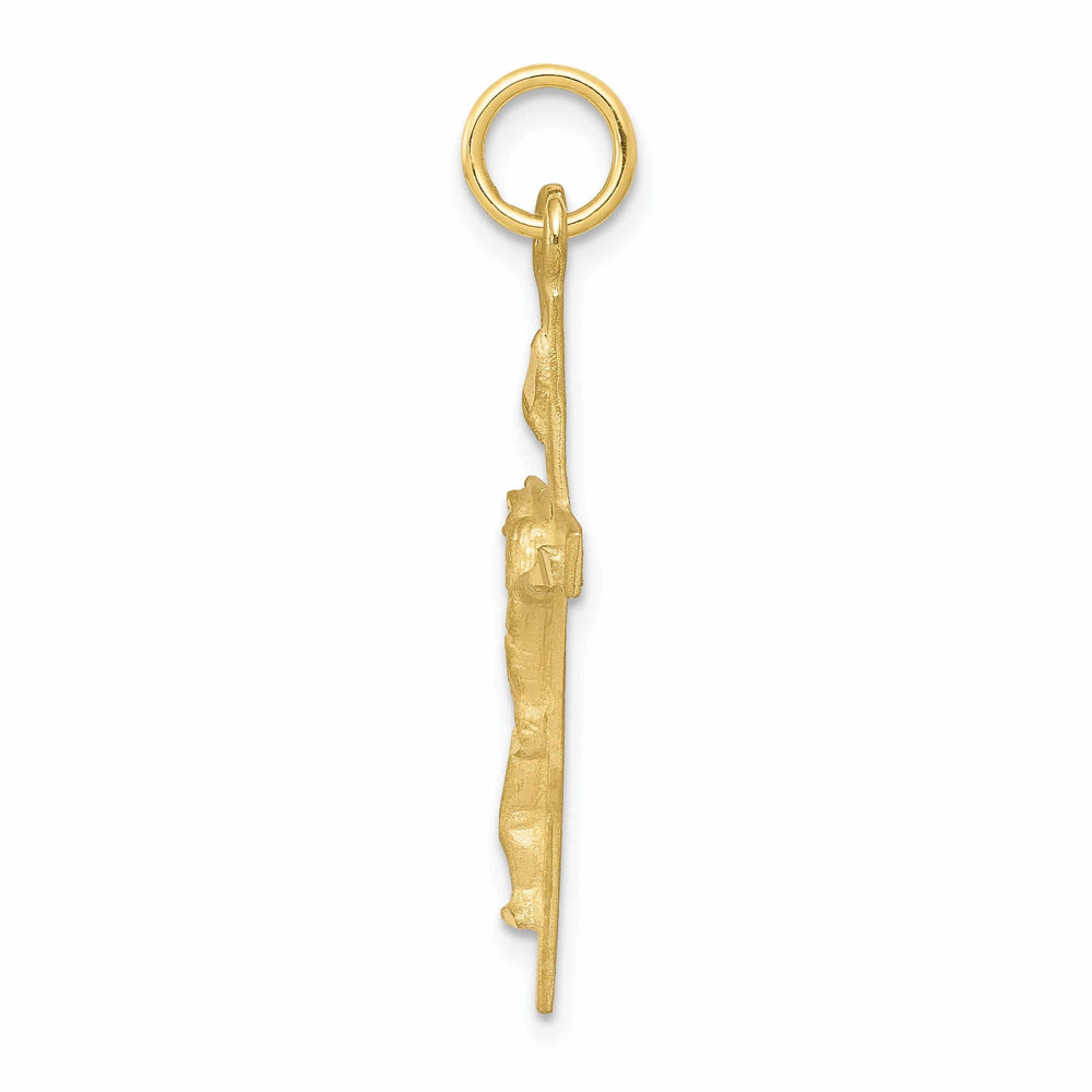 10k Yellow Gold Polished Satin Crucifix Pendant