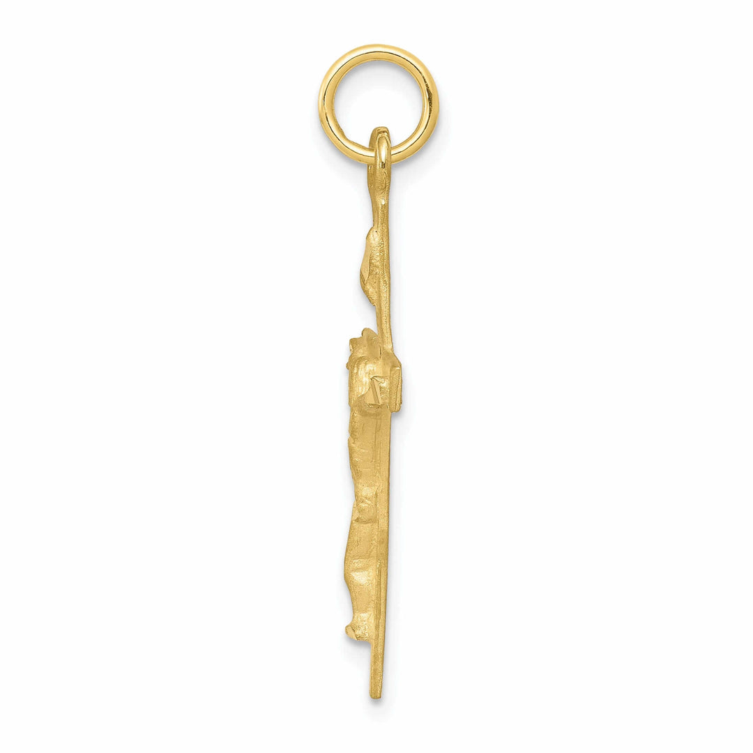 10k Yellow Gold Polished Satin Crucifix Pendant