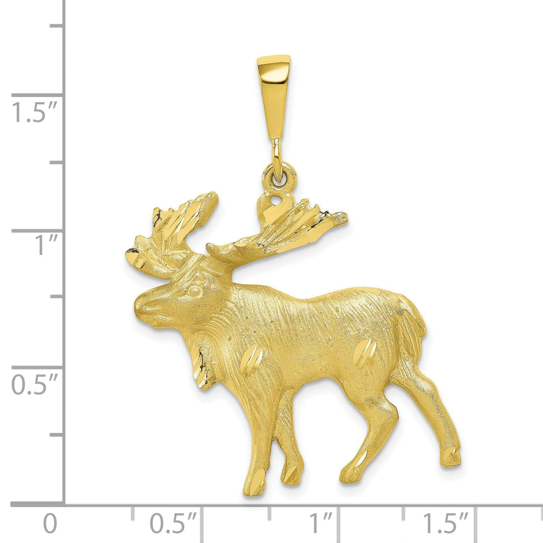 Solid 10k Yellow Gold Polished Moose Pendant