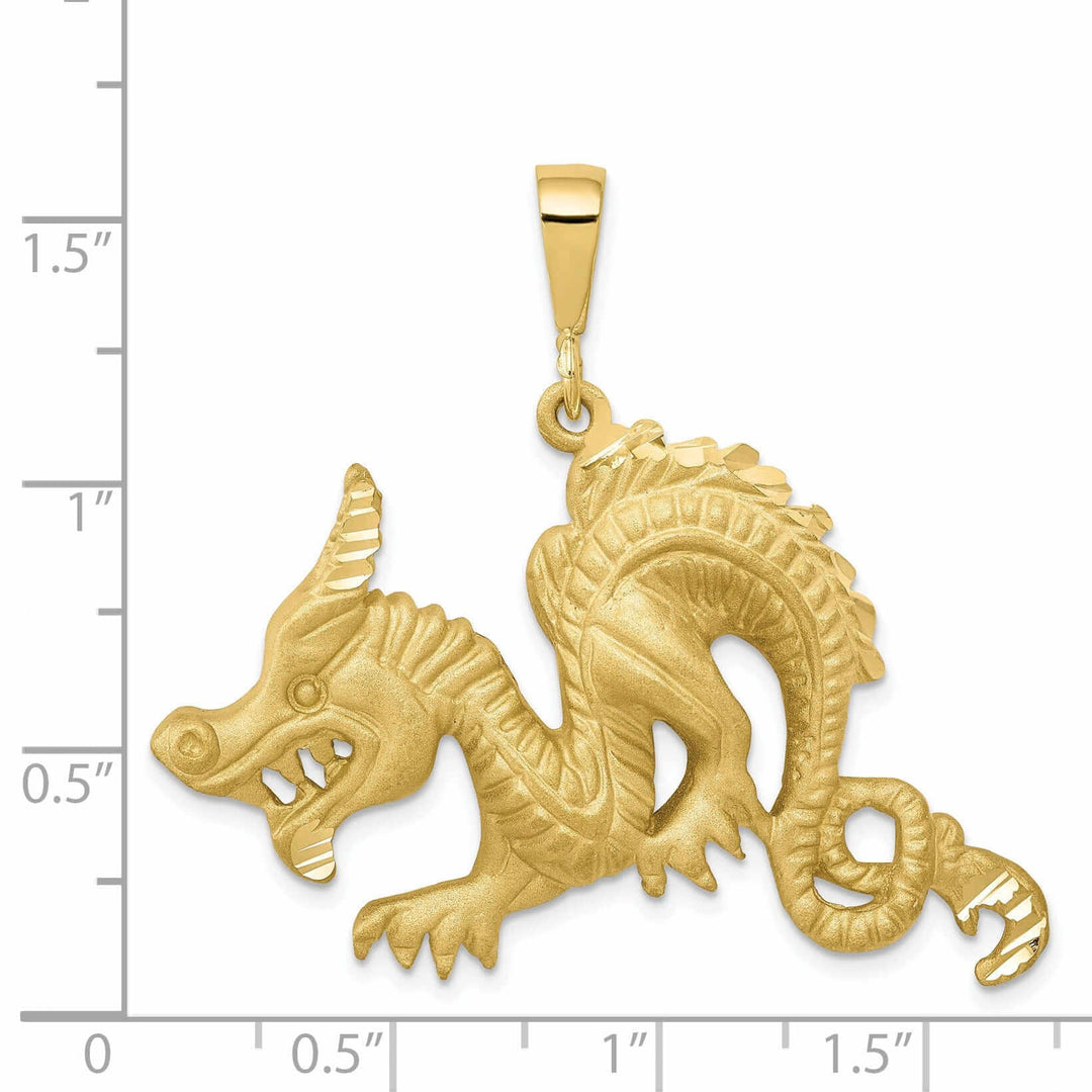 10k Yellow Gold Satin Finish Dragon Pendant