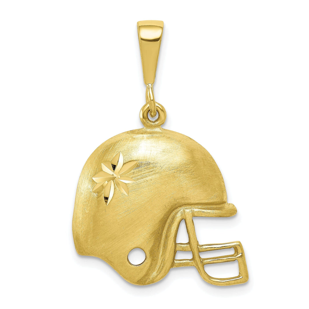 Solid 10k Yellow Gold Football Helmet Pendant