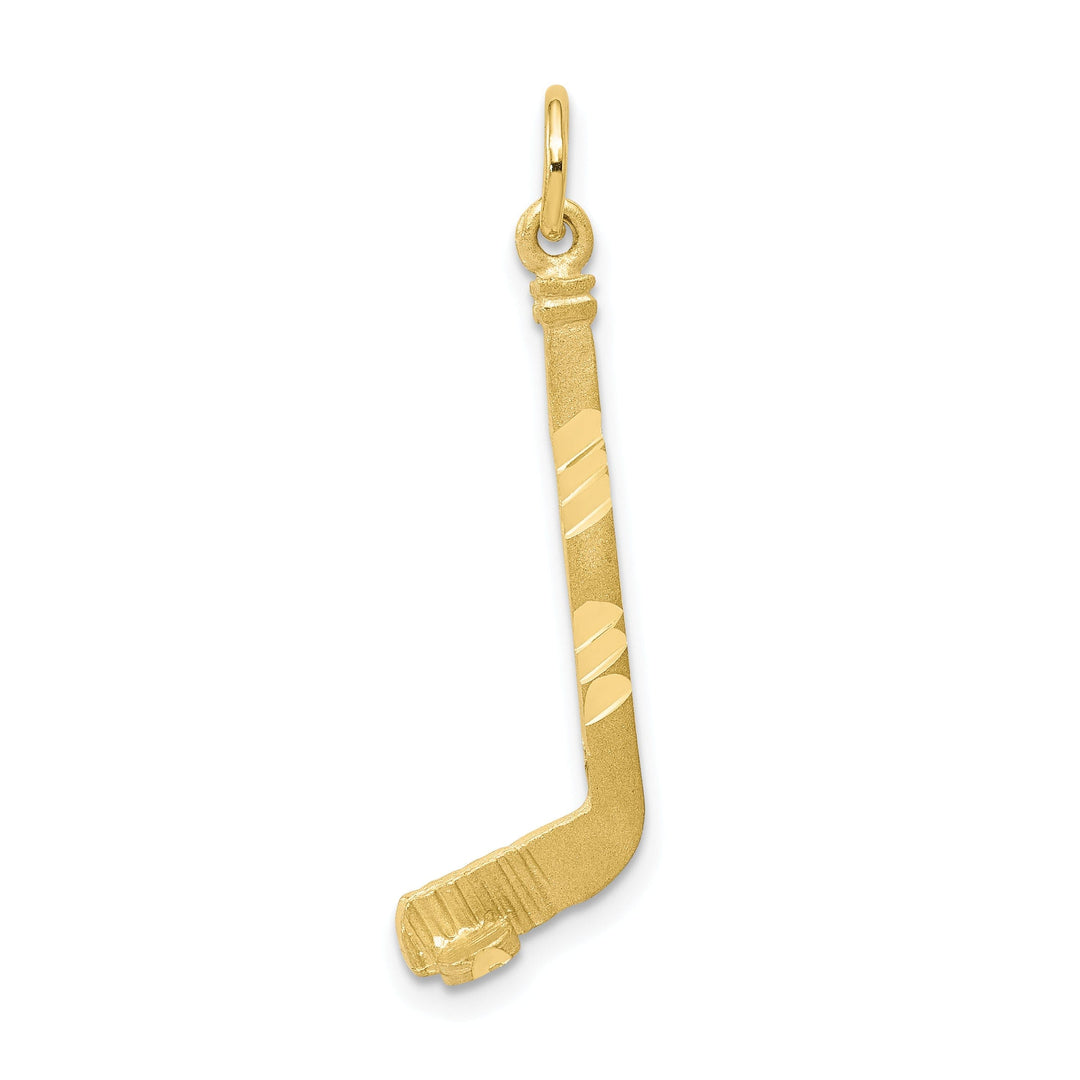 Solid 10k Yellow Gold Hockey Stick Pendant