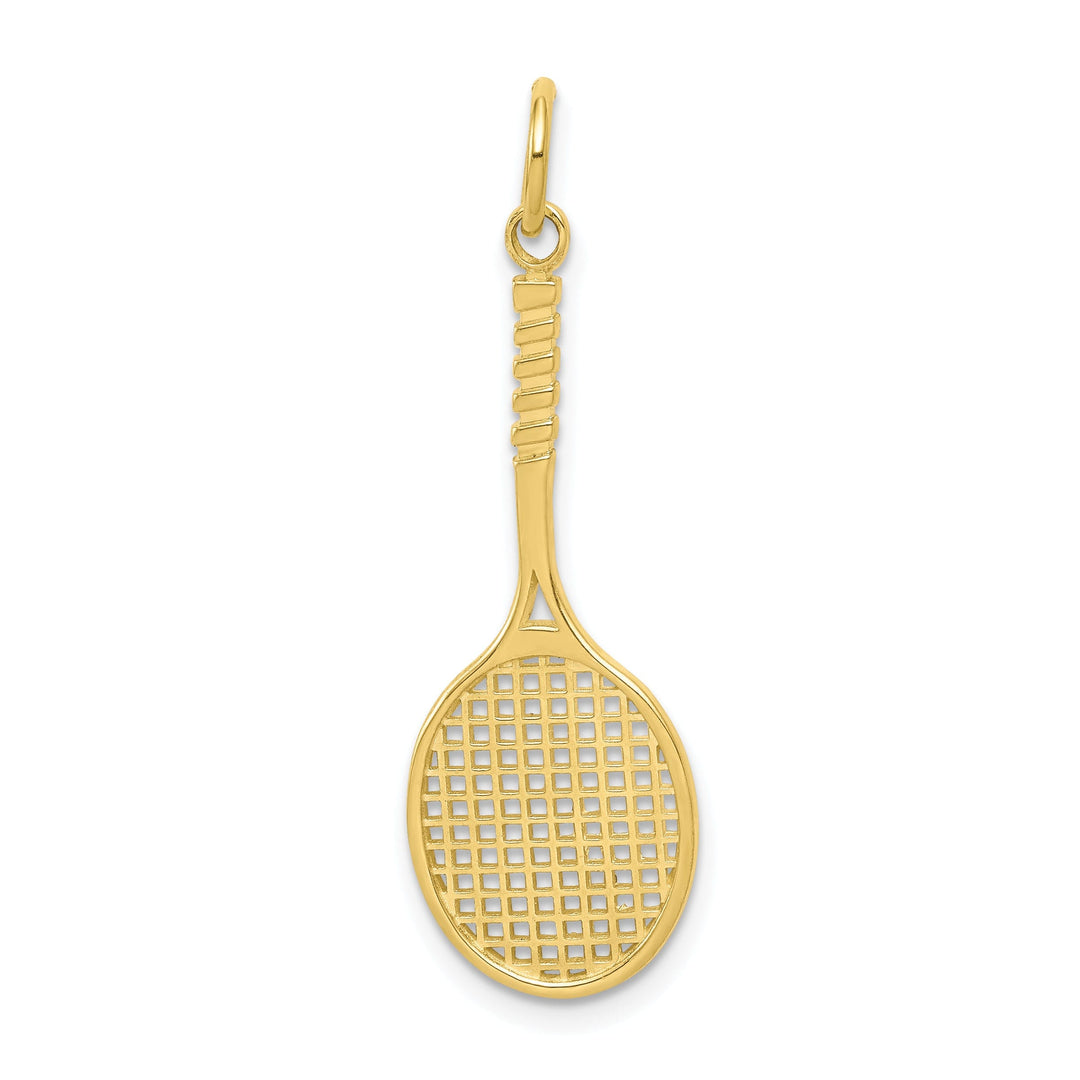 Solid 10k Yellow Gold Tennis Racquet Pendant