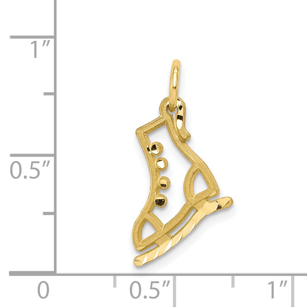 Solid 10k Yellow Gold Ice Skate Charm Pendant