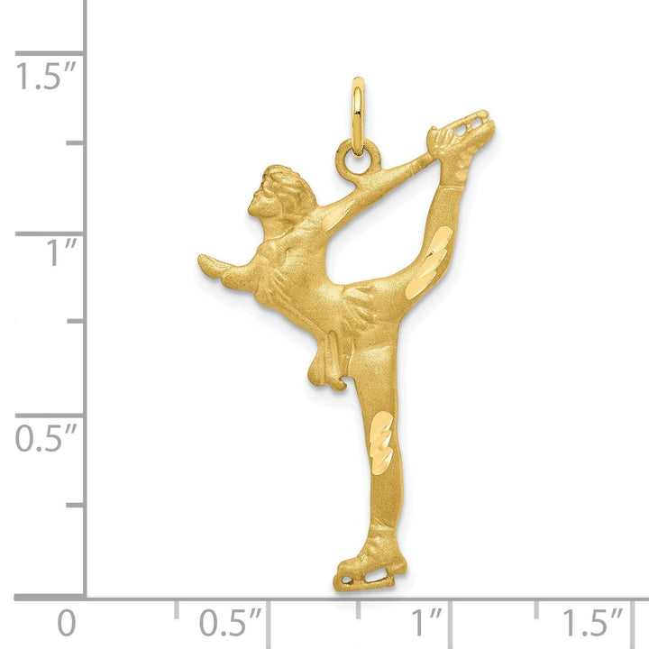 Solid 10k Yellow Gold Figure Skater Pendant