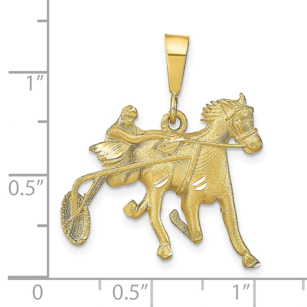 Solid 10k Yellow Gold Horse Racing Pendant