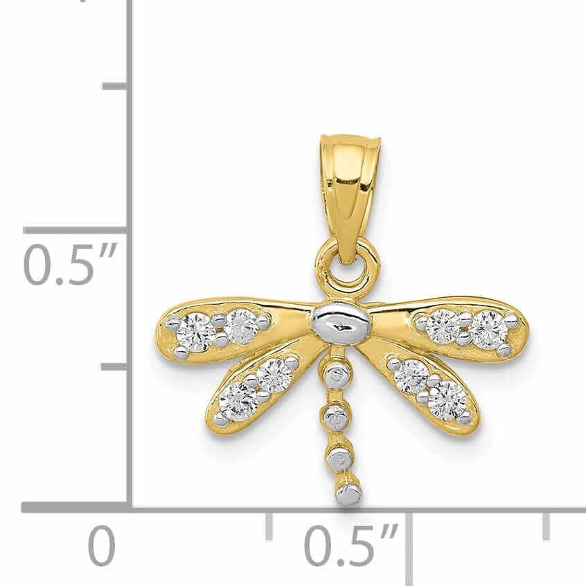 10k Yellow Gold C.Z Dragonfly Pendant