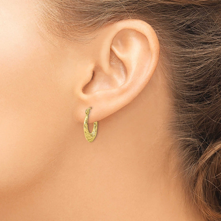10k Yellow Gold Small Fancy Hoop Earrings