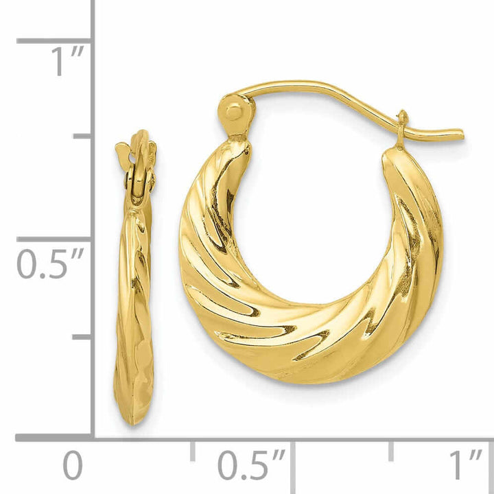10k Yellow Gold Small Fancy Hoop Earrings