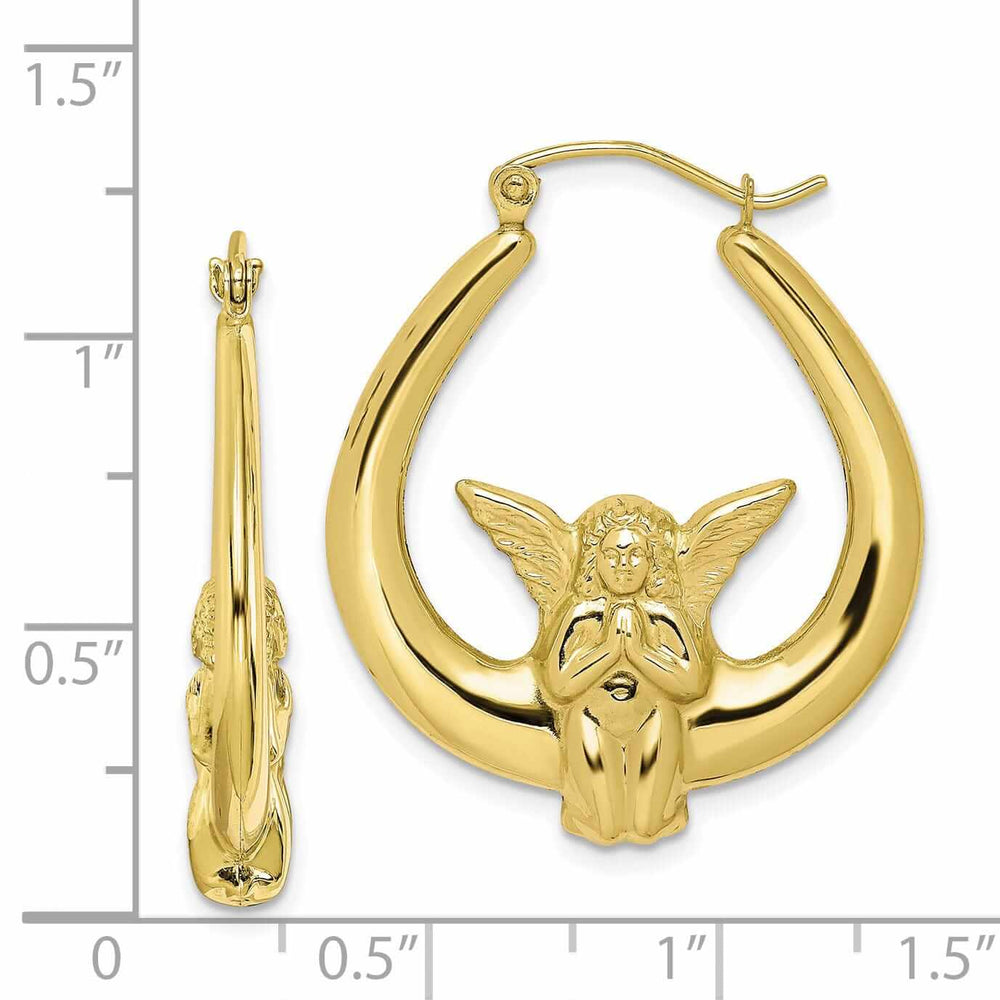 10k Yellow Gold Polished Angel Hoop Earrings