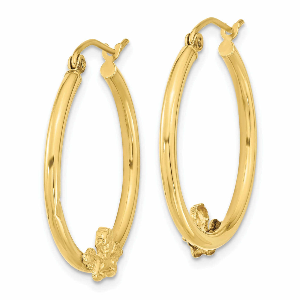 10k Yellow Gold Polished Angel Hoop Earrings