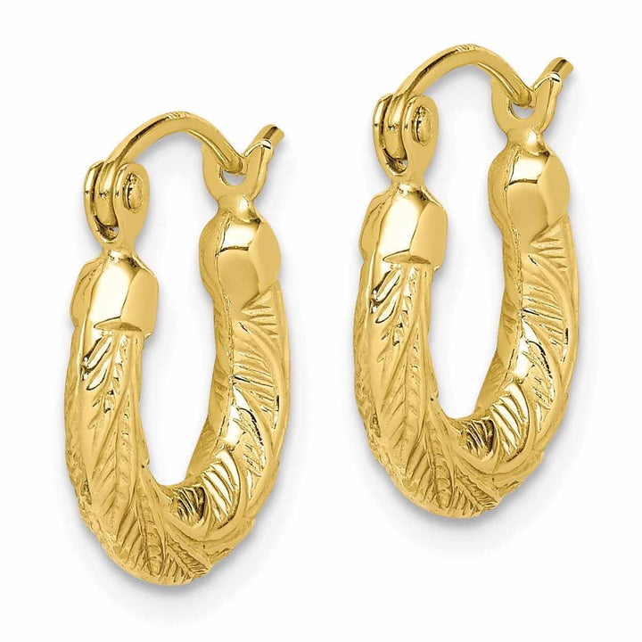 10k Yellow Gold Hinged post Fancy Hoop Earrings
