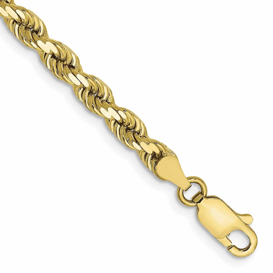 10k Yellow Gold Diamond Cut Rope Anklet 4MM
