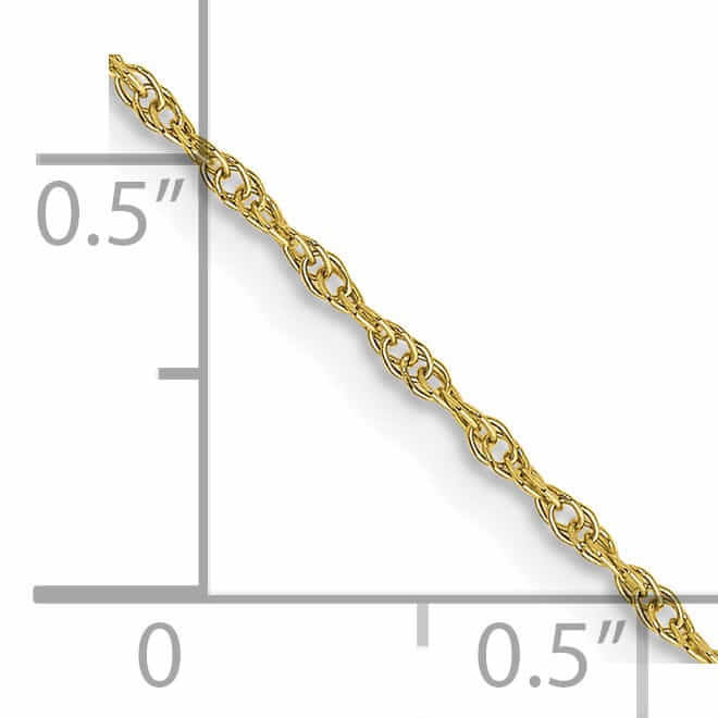 10k Yellow Gold Carded Cable Rope Chain 0.95MM