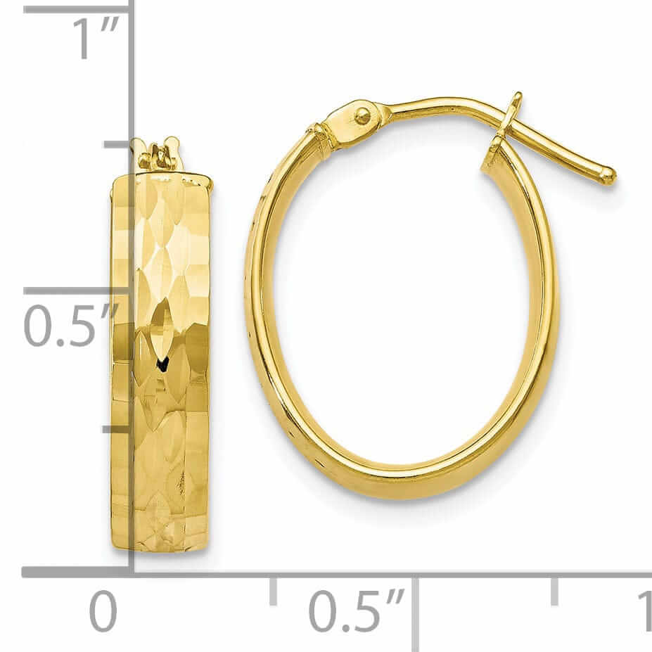 10kt Yellow Gold D.C Oval Hinged Hoop Earrings