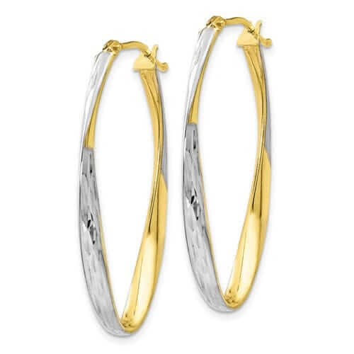10kt Yellow Gold White Rhodium D.C Hoop Earrings