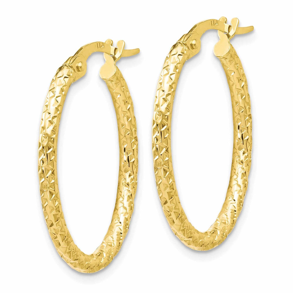 10k Yellow Gold D.C Oval Hoop Earrings