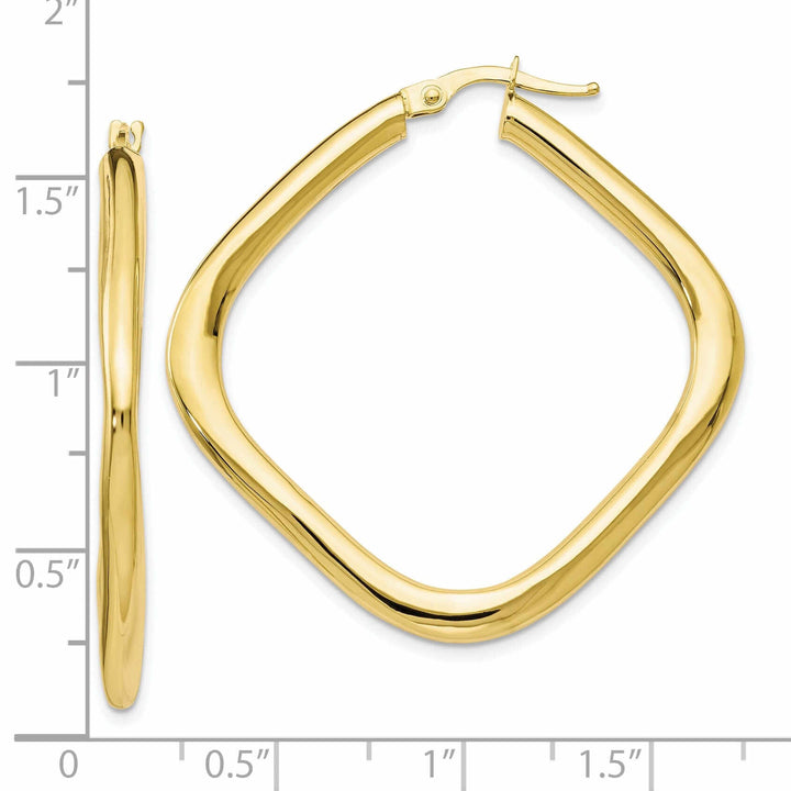 10kt Yellow Gold Large Square Hoop Earrings