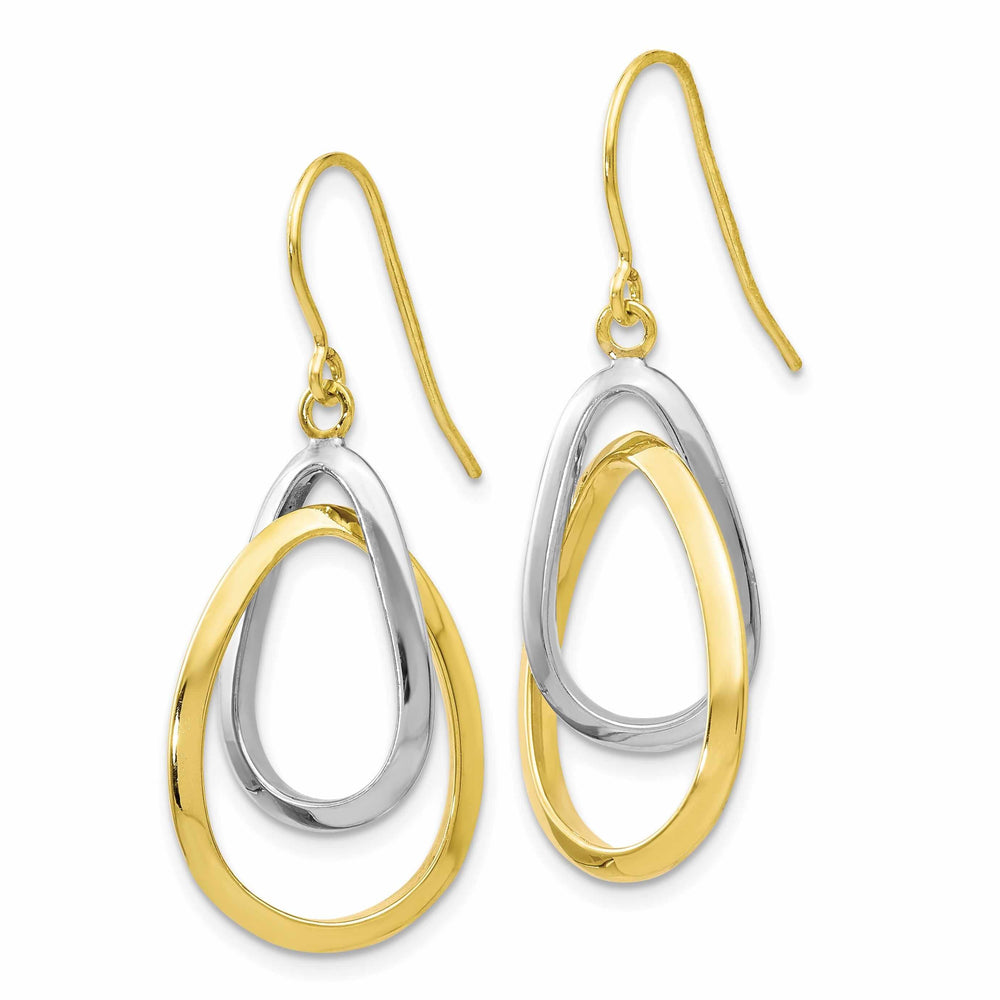 10k Two Tone Gold Shepherd Hook Earrings
