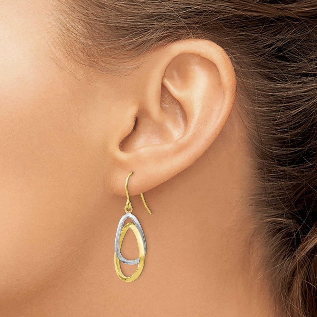 10k Two Tone Gold Shepherd Hook Earrings