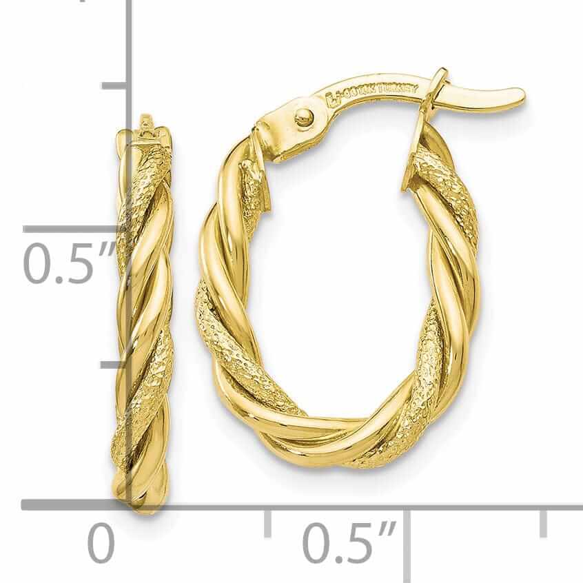 10k Yellow Gold Twisted Hoop Tube Earrings