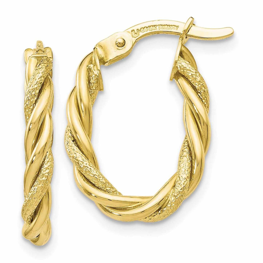 10k Yellow Gold Twisted Hoop Tube Earrings