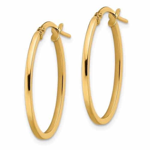 10k Yellow Gold Polished Oval Hoop Earrings