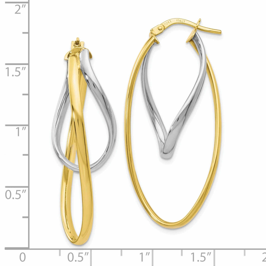 10K Two Tone Gold Polish Hoop Earrings