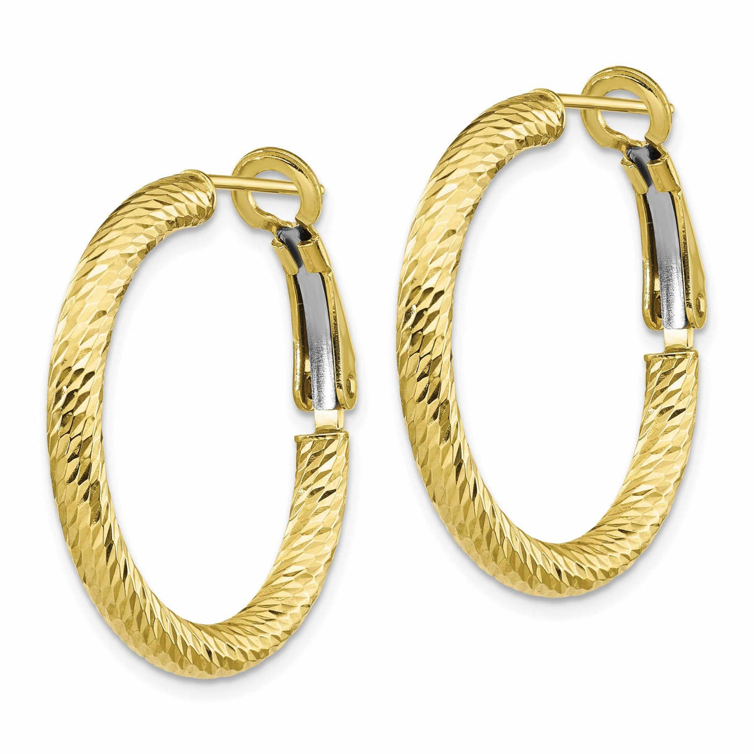 10k Yellow Gold Round Omega Hoop Earrings