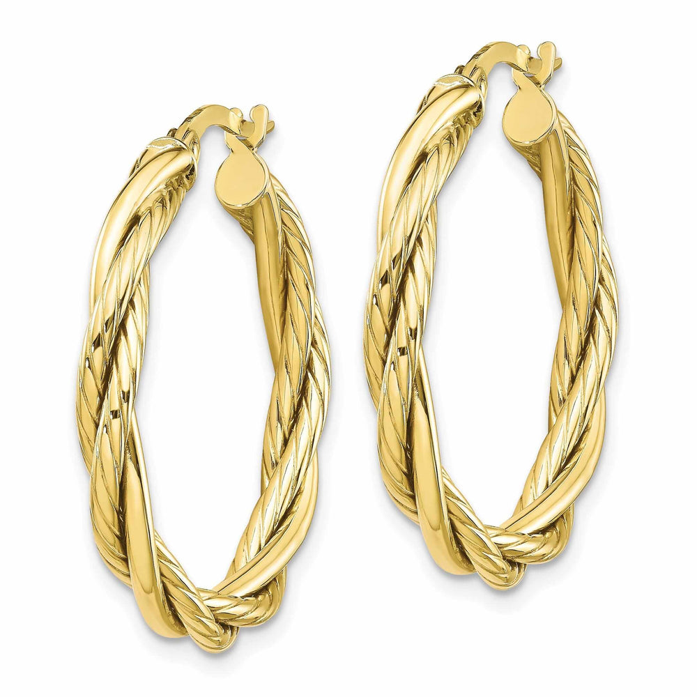 10k Yellow Gold Twisted Hoop Earrings