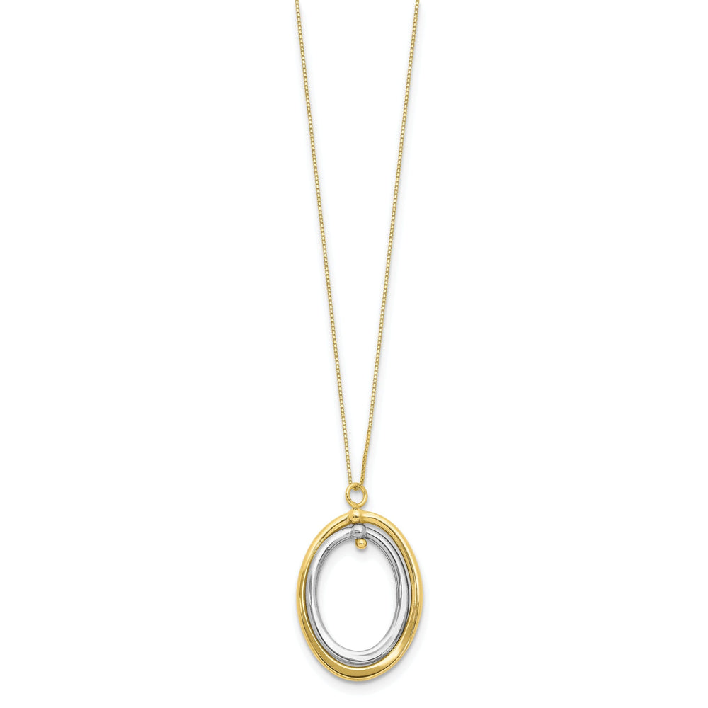 Leslie 10k Two Tone Gold Polished Oval Necklace