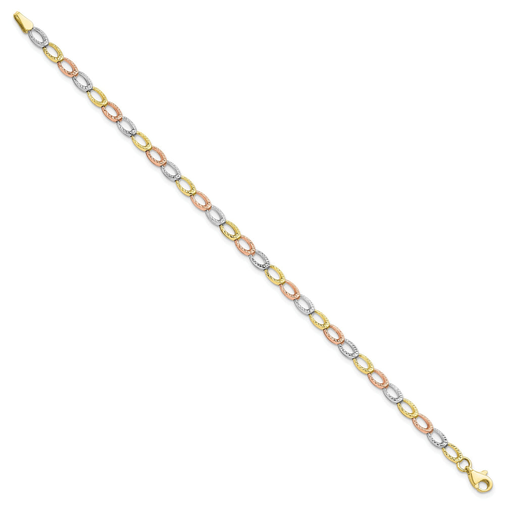 Leslie 10k Tri Color Gold Diamond Cut Bracelet