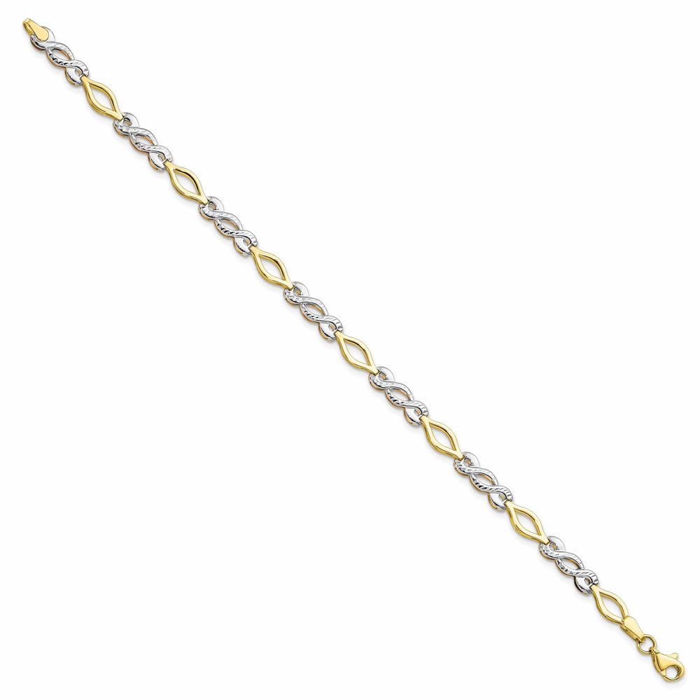 10k Two Tone Gold Polished Diamond Cut Bracelet