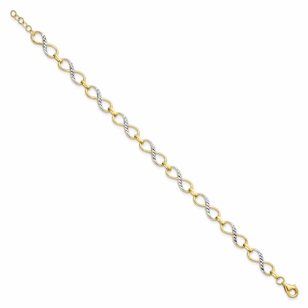10k Two Tone Gold Infinity Fancy Bracelet