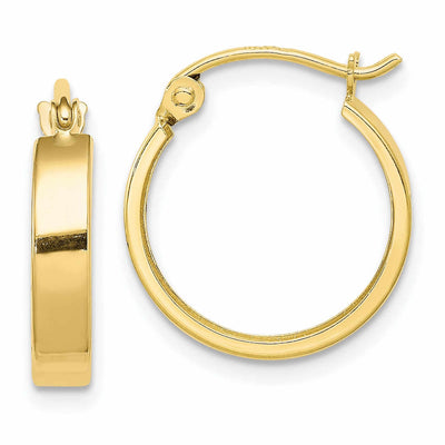 10k Yellow Gold Polished Square Tube Hoop Earrings