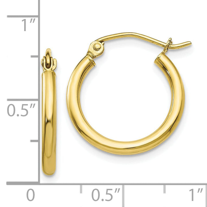 Gold Polished 2MM Round Classic Hoop Earrings