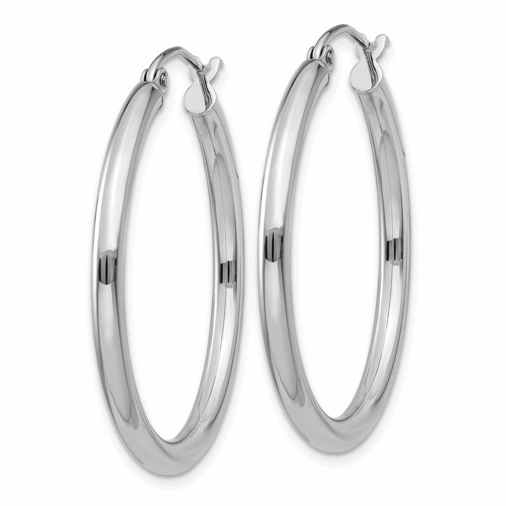 10k White Gold Polished 2.5MM Round Hoop Earrings