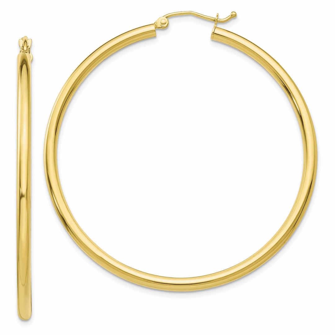 10k Yellow Gold Polished 2.5MM Round Hoop Earrings